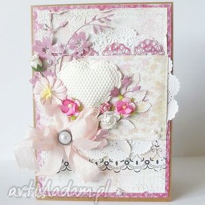 ręczne wykonanie scrapbooking kartki komplet z sercem