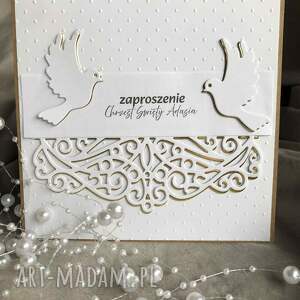 zaproszenie na chrzest święty, kartka personalizacja gołąb