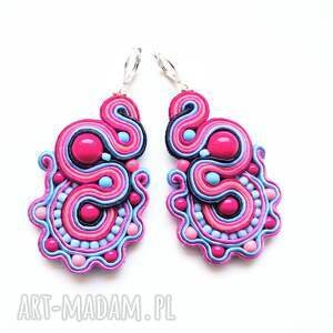 pink snail kolczyki sutasz haft sutaszowy