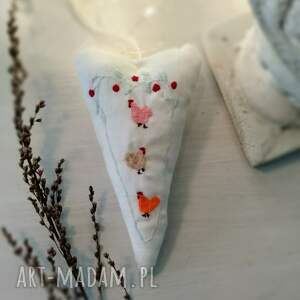 zawieszka ozdobna z haftem styl prowansalski wielkanoc, kura