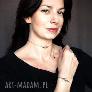 Uno agat w makramie naszyjnik - choker i bransoleta ecru regulowane makrama, kamienie naturalne, półszlachetne