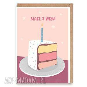 kartki kartka urodzinowa a6 torcik make a wish