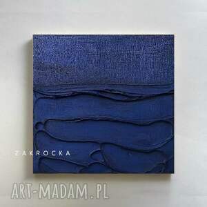 Nniebieski obraz recznie malowany na płótnie w technice strukturalnej