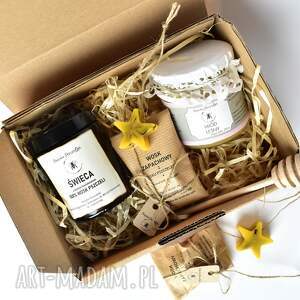 zestaw prezentowy od pszczół - świeca z wosku pszczelego, woski zapachowe i miód
