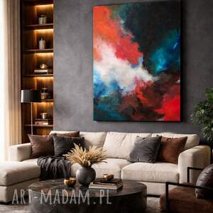 wielobarwna ręcznie malowany obraz abstrakcja 80x120 cm, obrazy do salonu, loft