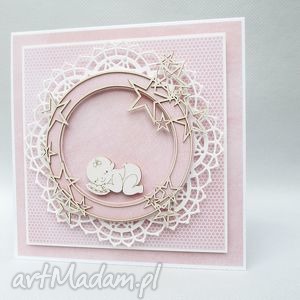 scrapbooking kartki witaj maluszku w pudełku chrzest, narodziny