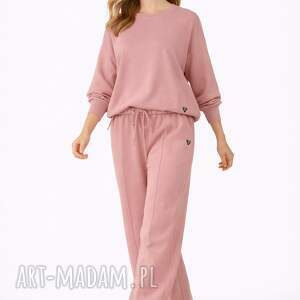 KOMPLET DAMSKI - MILA RÓŻ, bluza, spodnie z kantką