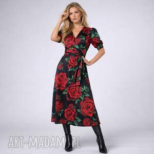 kelly - sukienka w kwiaty królowa róża black, oryginalna, wygodna