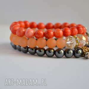 handmade bracelet by sis: kamienie półszlachetne w kolorze pomidorowym