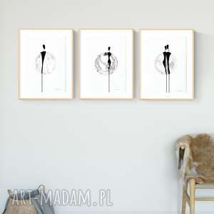 zestaw 3 obrazków A4 namalowanych ręcznie, abstrakcja, elegancki minimalizm