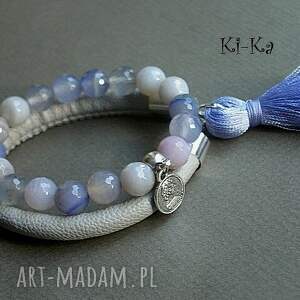 handmade mint, grey and violet