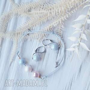 komplet bransoletka i kolczyki z perłami srebro, biżuteria pereł