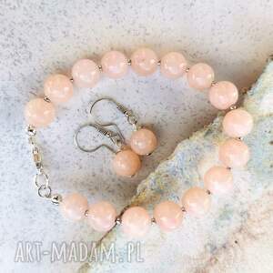 srebrny komplet z morelowymi jadeitami a1000 - 18 bransoletka jaspisem