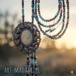 unikatart naszyjnik modułowy 2w1 - vintage kamea kryształy, kolorowa bizuteria