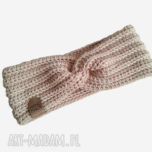 ciepła opaska z wełną merino handmade na szydełku