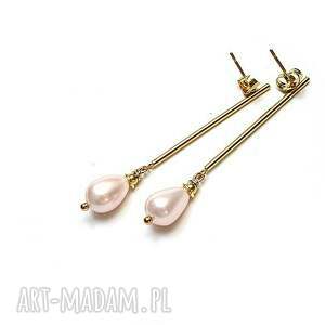 stick /light rose pearls/ alloys collection - kolczyki