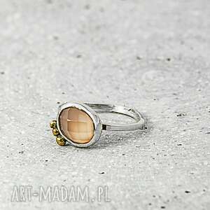 kwarc różowy, pierścionek srebrny kamieniem, srebro 925