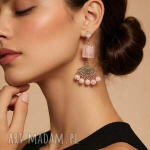 klipsy pastelowe w kolorze różowym,szkiełka i koraliki box z1, wiesz