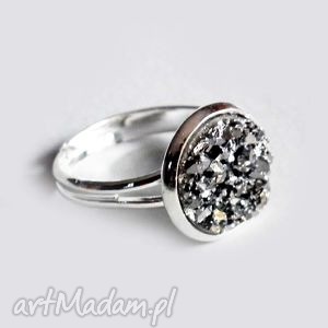 druzy srebrne - śliczny błyszczący pierścionek posrebrzany pierścioneczek, mały