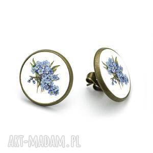 Prezent Kolczyki sztyfty Bukiet Niezapominajek Kwiatowe Vintage