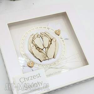 pamiątka chrztu świętego w pudełku 14x14 cm - kartka ręcznie robiona