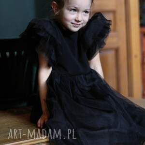 elegancka sukienka z tiulem lily, czarna, kienka dla dziewczynki, imprezowa