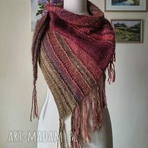 RĘCZNIE NA DRUTACH - Jarzębina - miła, ciekawa chusta z ekskluzywną