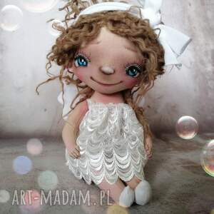 aniołek - artystyczna lalka kolekcjonerska z tkaniny, urodziny, roczek, komunia