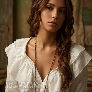 naszyjnik z koralików szklanych i kryształków w kolorach ziemi turkusu