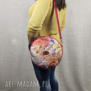 kwiatowa okrągła torebka handmade - lekka torba na ramię / crossbody stylowa