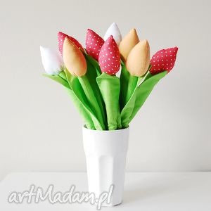 dekoracje bukiet bawełnianych tulipanów, materiałowy, szyty, kwiaty
