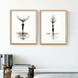zestaw 2 oryginalnych grafiki czarno-białych A4, abstrakcja, elegancki minimalizm