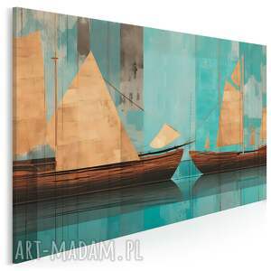 obraz do salonu - abstrakcyjne żaglówki na wodzie 70x50 cm 102301
