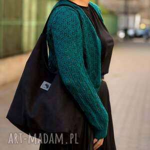 Torba hobo z nubuku tapicerskiego w kolorze czarnym, torebka worek, zamszowa duża, na codzień, na ramię