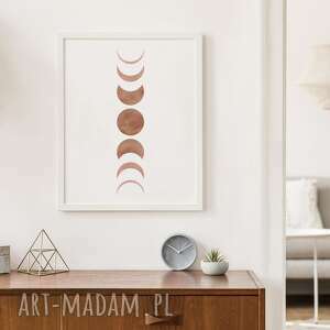 plakat a4 - fazy ksieżyca boho wydruk, pełnia, minimalizm