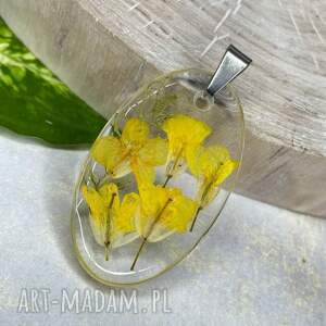 Owalny z kwiatami rzepaku z1804, żółty wisiorek