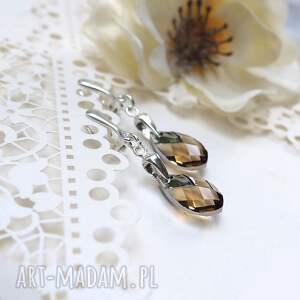 ekskluzywne srebrne klipsy z kryształami swarovski, elegancka biżuteria