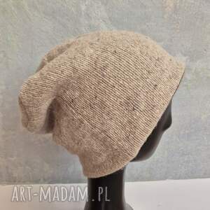 Czapka wełniana beżowa na podszewce rozmiar uniwersalny, smerfetka