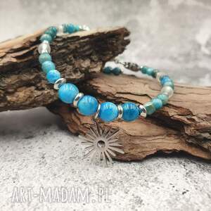 bransoletka z apatytem - ciała niebieskie, gwiazda, słońce, kryształ górski