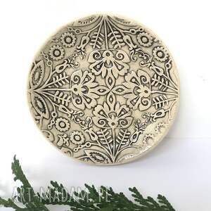 handmade ceramika folkowy talerzyk na biżuterię