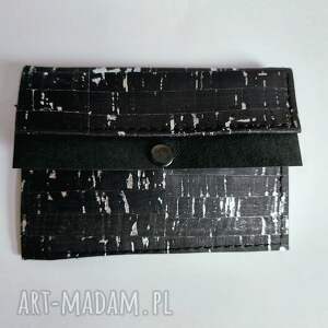 handmade mini portfel czarny korek