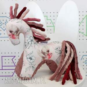 handmade maskotki koń ptaki w kwiatach róż - przytulanka sensoryczna