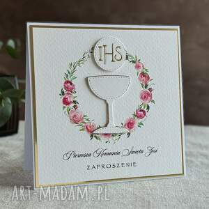 ręcznie robione zaproszenia komunijne wzór, 28c, pierwsza komunia