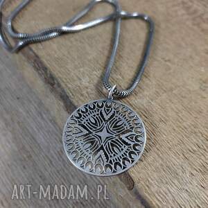 wisior - maroko ii, srebro oksydowane, 925, naszyjnik, rozeta zawieszka