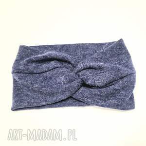 ciepła wełniana opaska turbanowa miła, kolor chabrowa, rozmiar