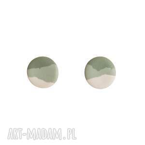 kolczyki sztyfty małe okrągłe - zielone ombre abstrakcja