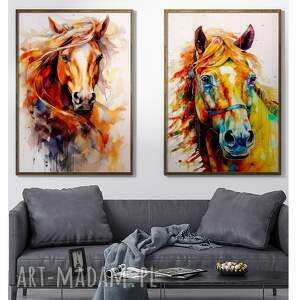 plakaty konie w akwareli - 2 plakaty 50x70 cm
