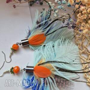 kolczyki pióra boho eleganckie lekkie boks rękodzieło fo dam, et, bo