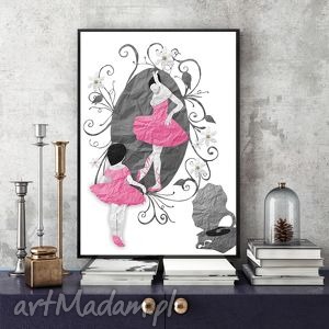 mała baletnica art print A4 ilustracja, dziewczynka plakat, format