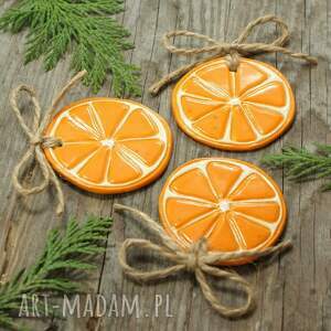 plastry pomarańczy - zestaw zawieszek ceramicznych, owoce choinka, stroik